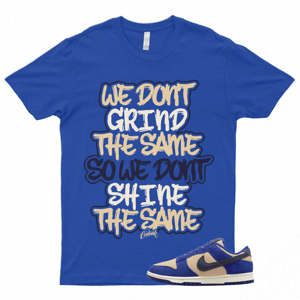 GRIND T Shirt to Match Dunk Low Blue Suede Tan Cream Midnight Navy Royal 1 Bagel