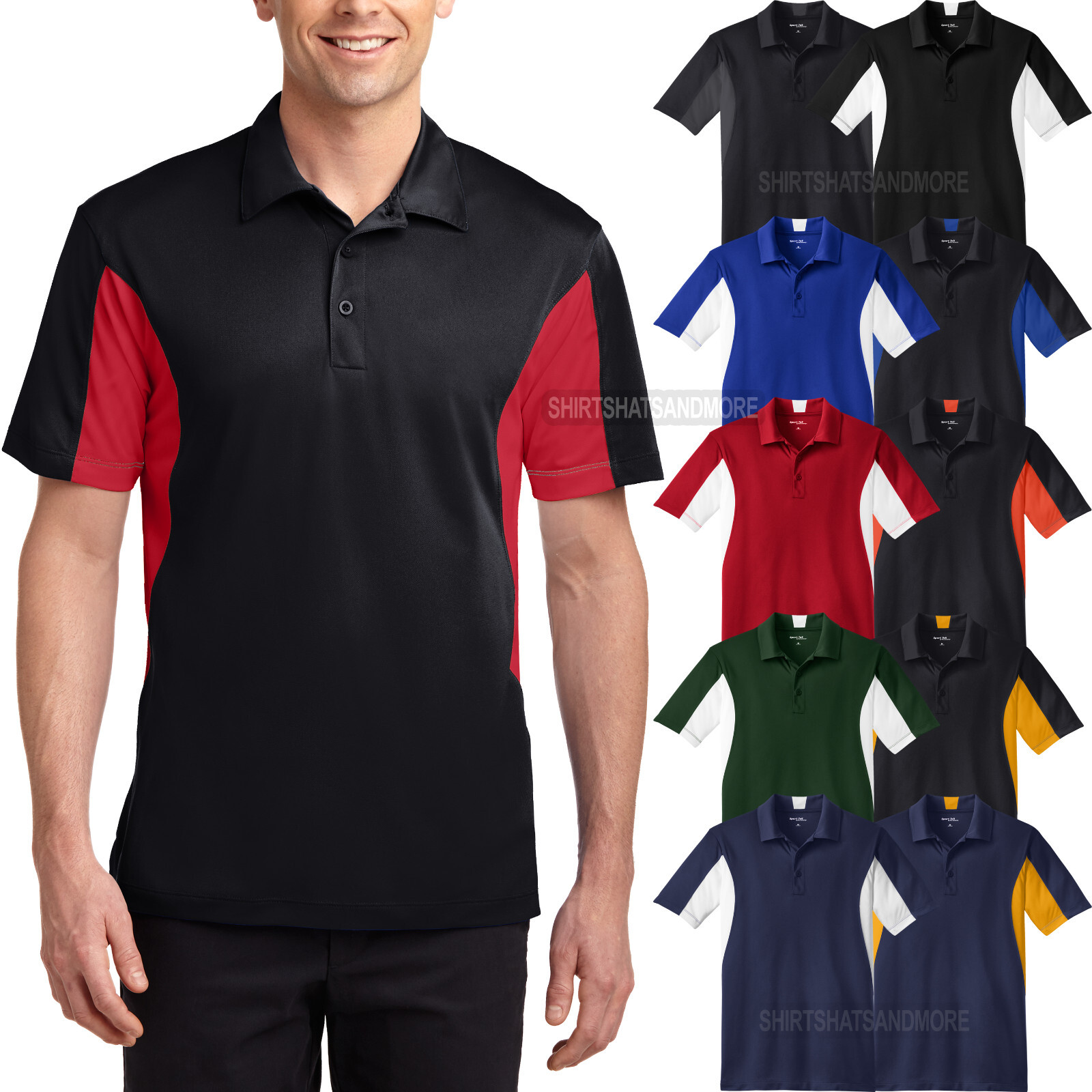 Mens TALL Polo Shirt Moisture Wicking DriFit Snag Resist Color Block LT-4XLT NEW