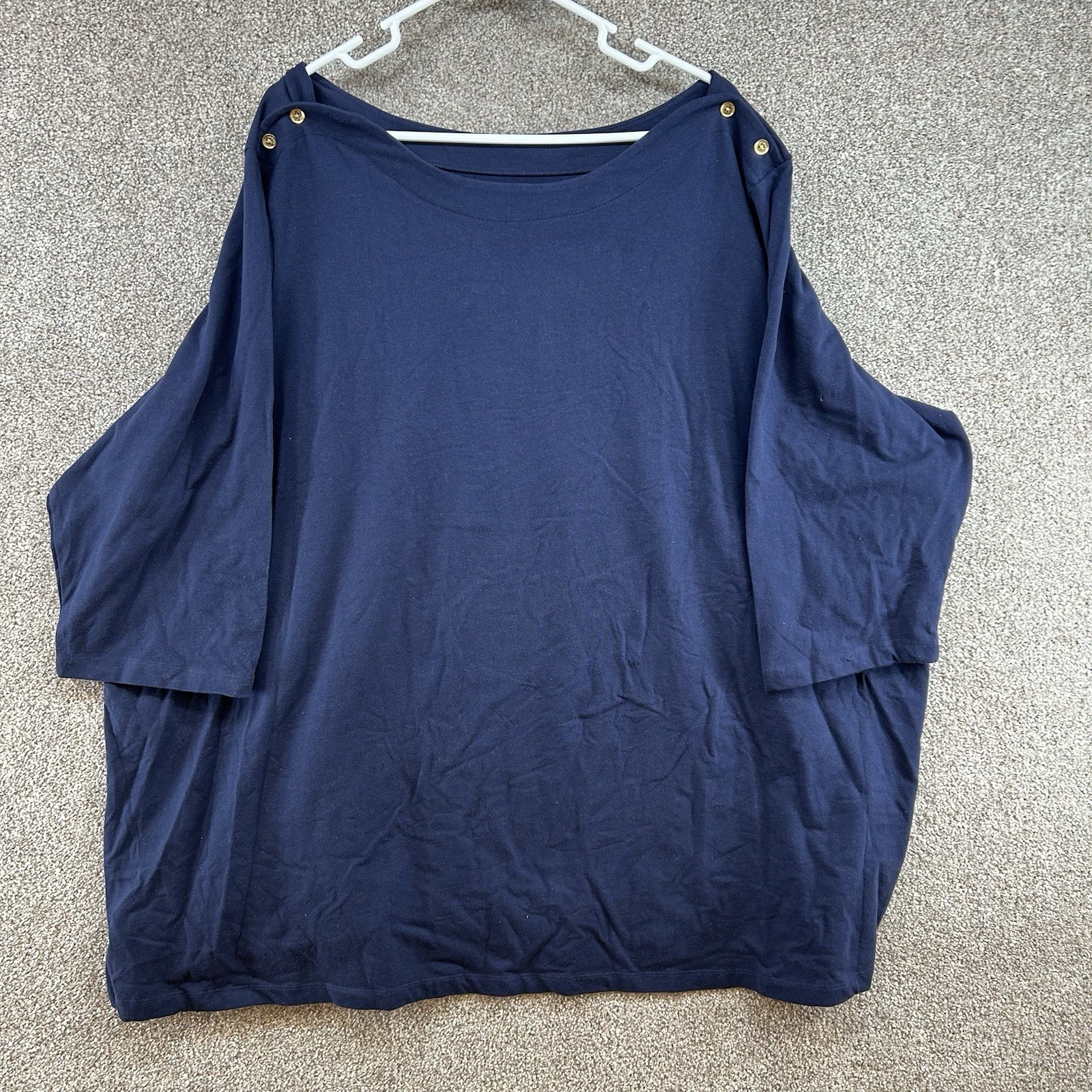 Jessica London Women’s Blouse Size 34/36 Blue Long Sleeve Pullover Stretch