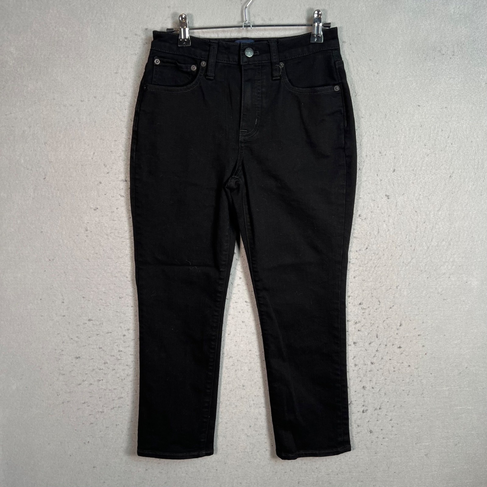 J. Crew Essential Straight Leg Black Jeans Womens Size 25P Cotton Blend Denim
