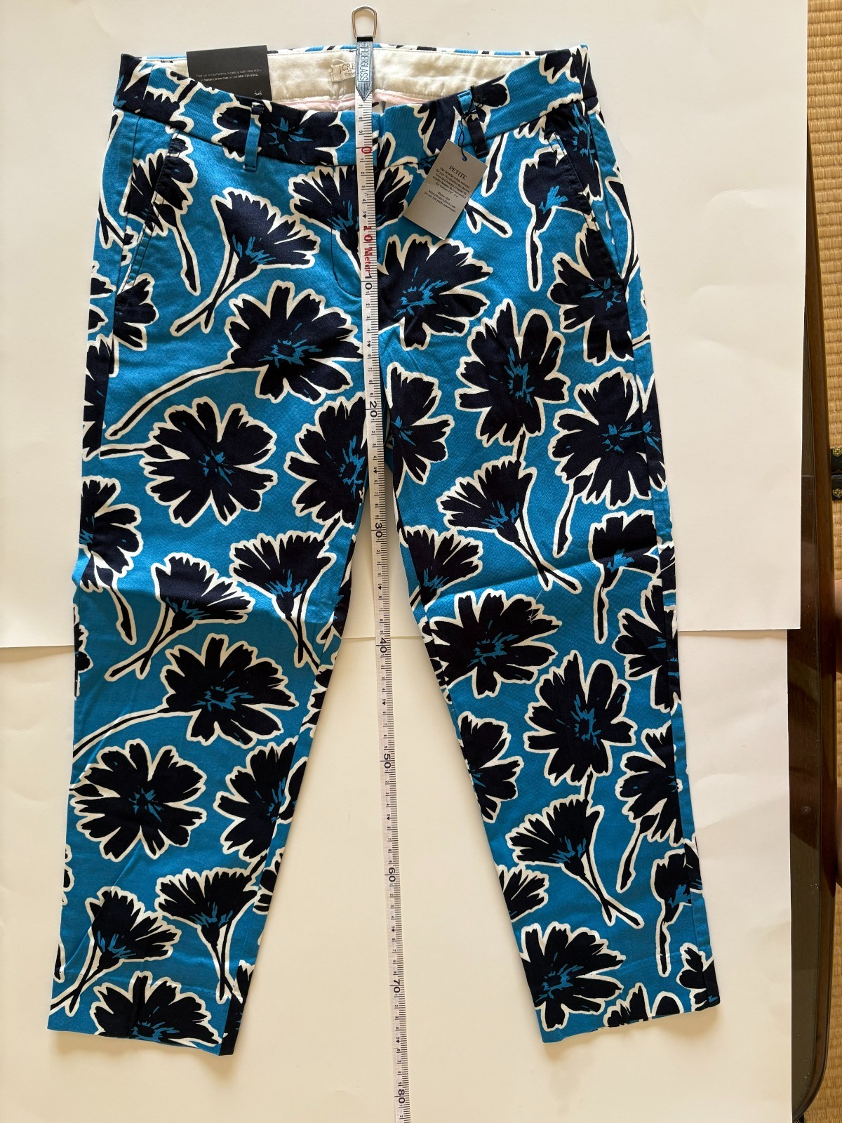 J. Crew Skimmer Pants City Fit Size 4 Petite Floral 98% Cotton 2% Elastane NwT