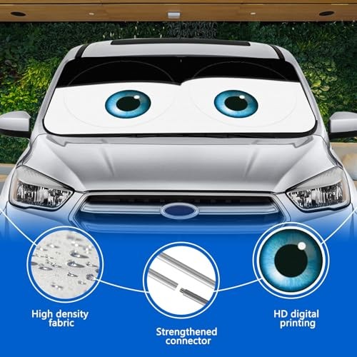 Car Windshield Sun Shade, Funny Eyes Sun Visor for Car Standard eyes-black
