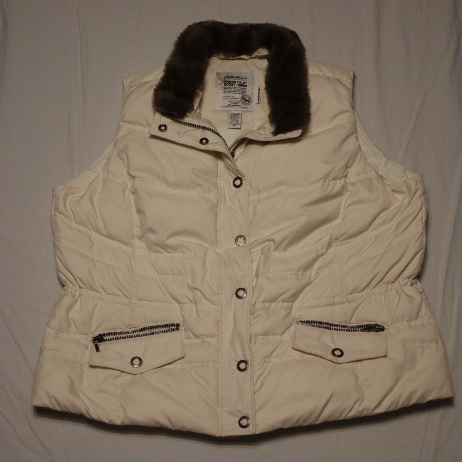 Eddie Bauer Premium Goose Down Puffer Vest Faux Fur Collar Women’s 3X