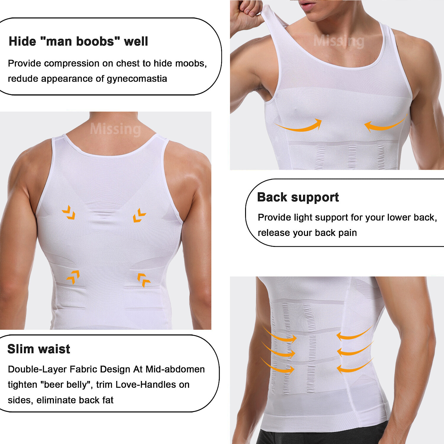 Men Gynecomastia Compression Shirt Chest Control Body Shaper Slim Vest Tank Top
