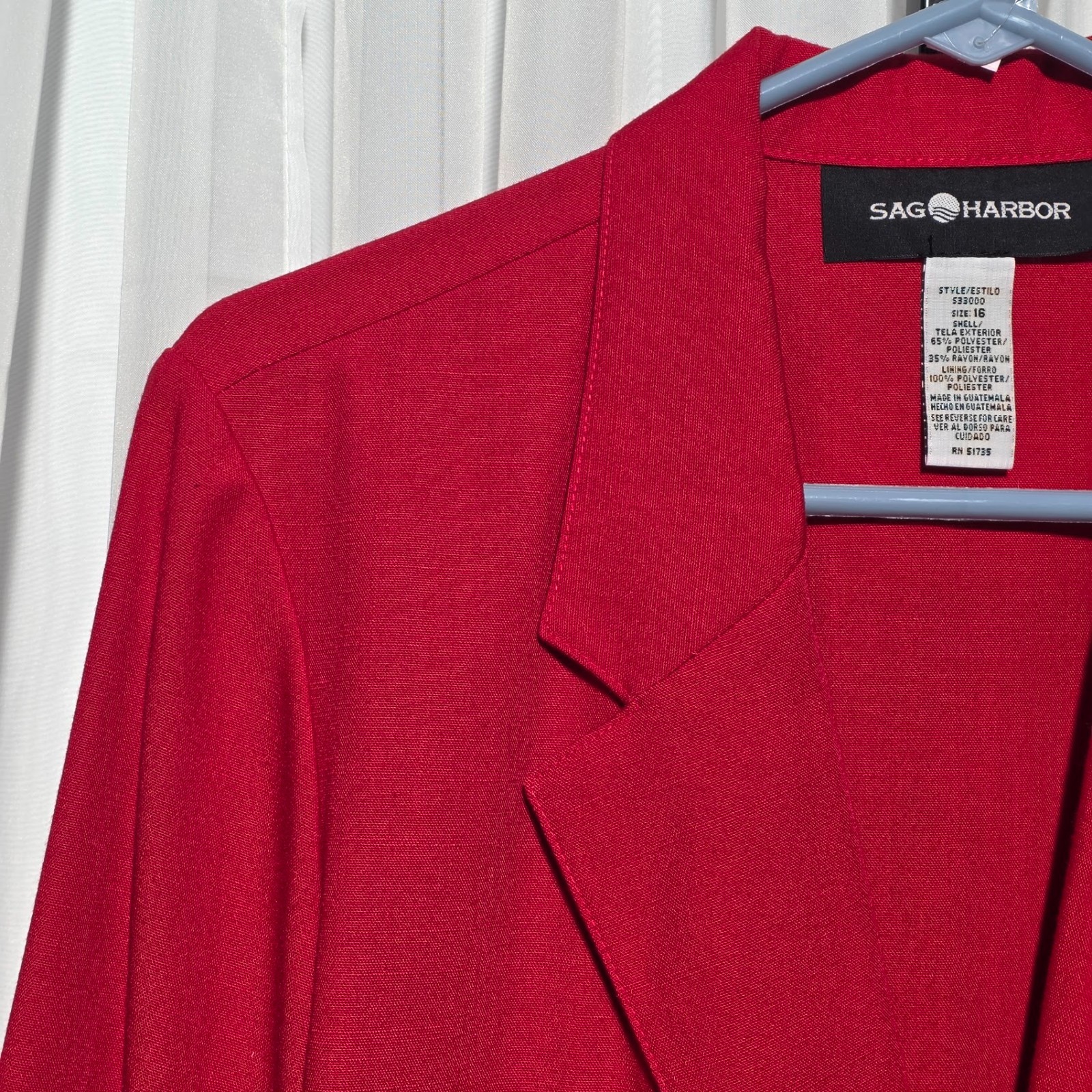 SAG HARBOR Red Single Button Blazer Jacket 16 Plus Size Professional Office Care