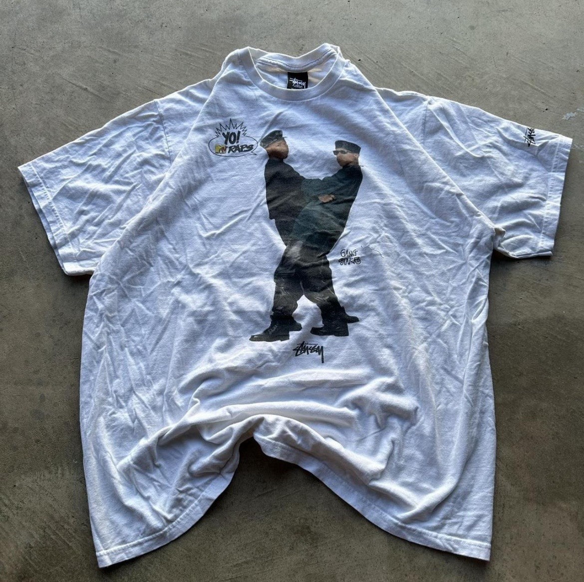Stussy Gang Starr x Yo MTV Raps T-Shirt 90s Hip-Hop Rap Skate Size XL