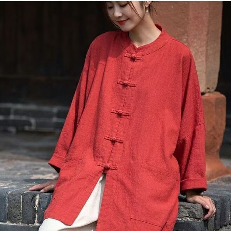 New Womens Cotton Linen Loose Cardigan Long Sleeve Shirts Tops Blouse Coats