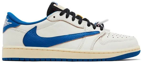 New Jordan 1 Retro Low OG SP Fragment x Travis Scott Sail Military Blue Size 9.5