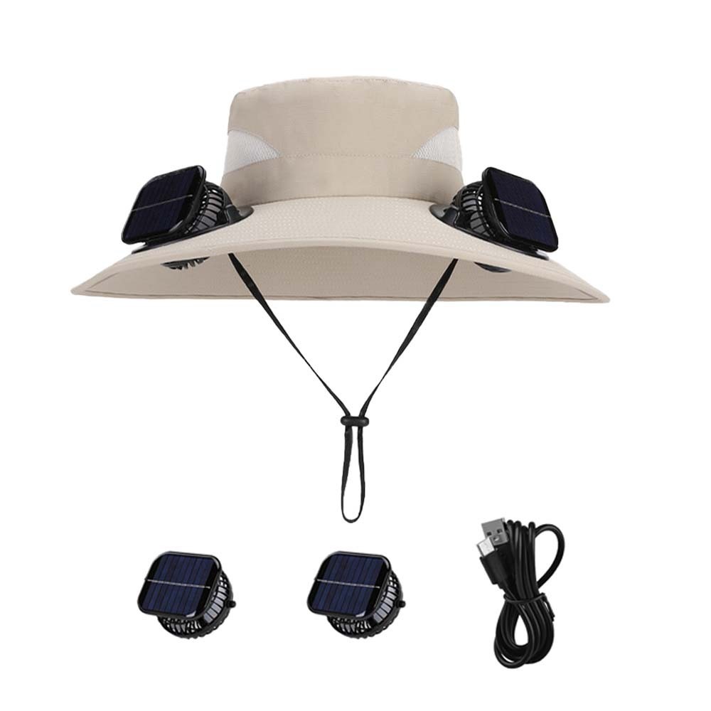 Solar & USB Powered Fan Hat Outdoor Fishing Hat Sunscreen Sun Hat With Dual Fan