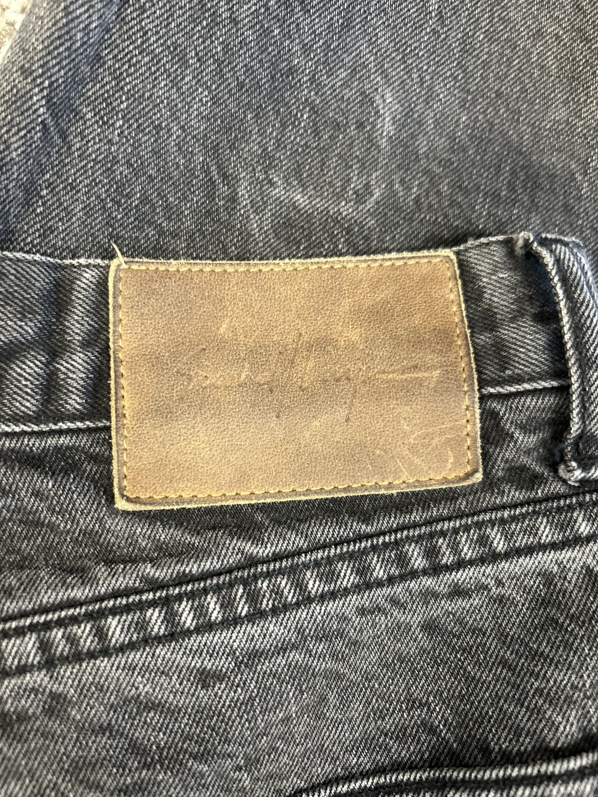 Second/Layer Frayed Hem Selvedge Denim Men’s Jeans 34 x 25 Black Washed