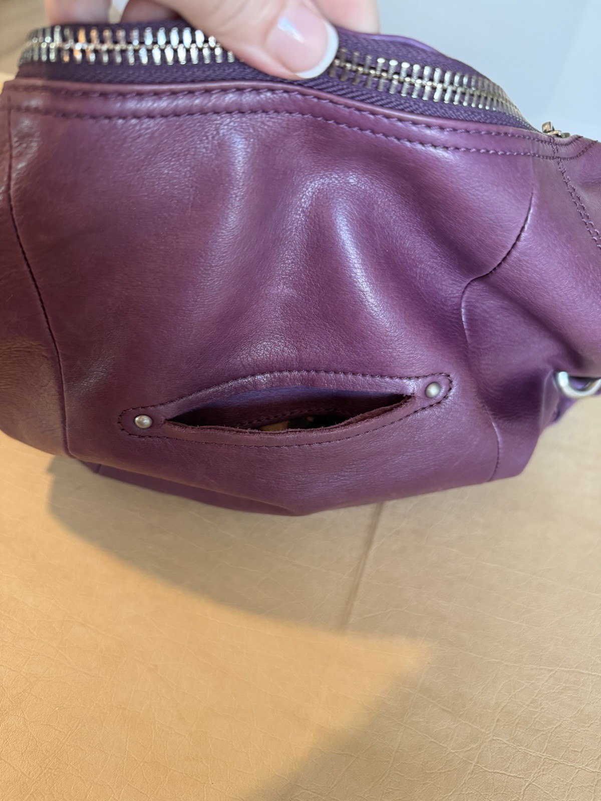 Vintage Y2K B. Makowsky Purple SOFT Leather Shoulder Bag Slouchy Purse 11.5”x15”