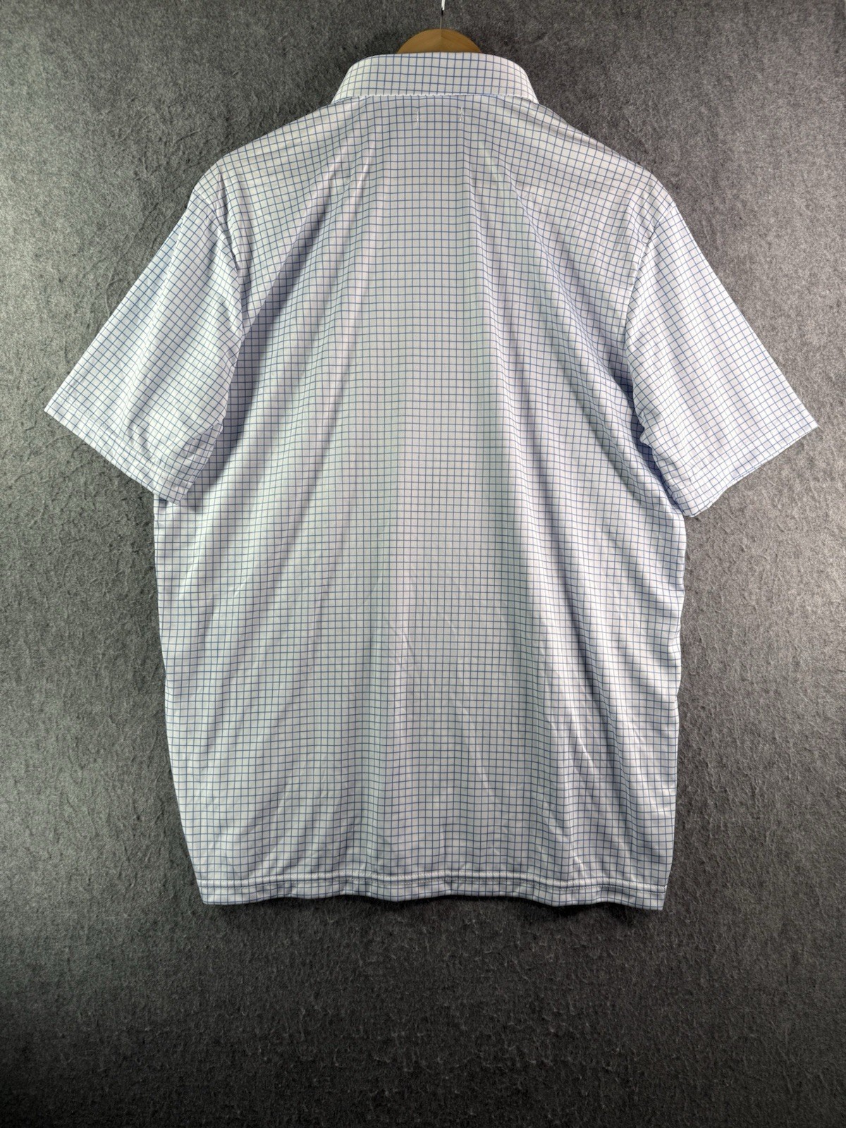 Collars & Co Polo Shirt Mens Large Relaxed Blue & White Check Dress Collar NWT
