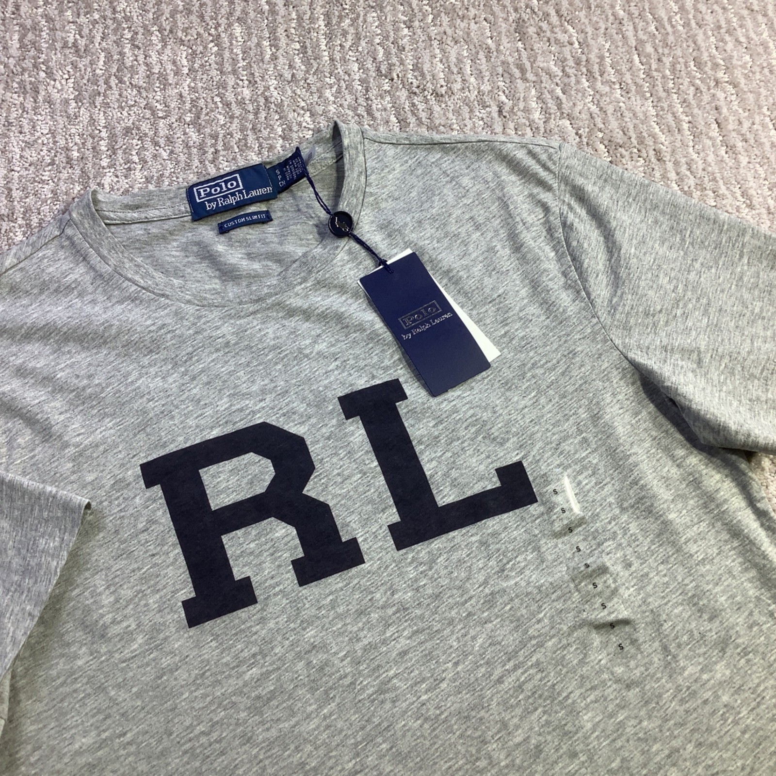 Polo Ralph Lauren Mens Custom Slim Fit RL Graphic T-Shirt Grey Size S NWT