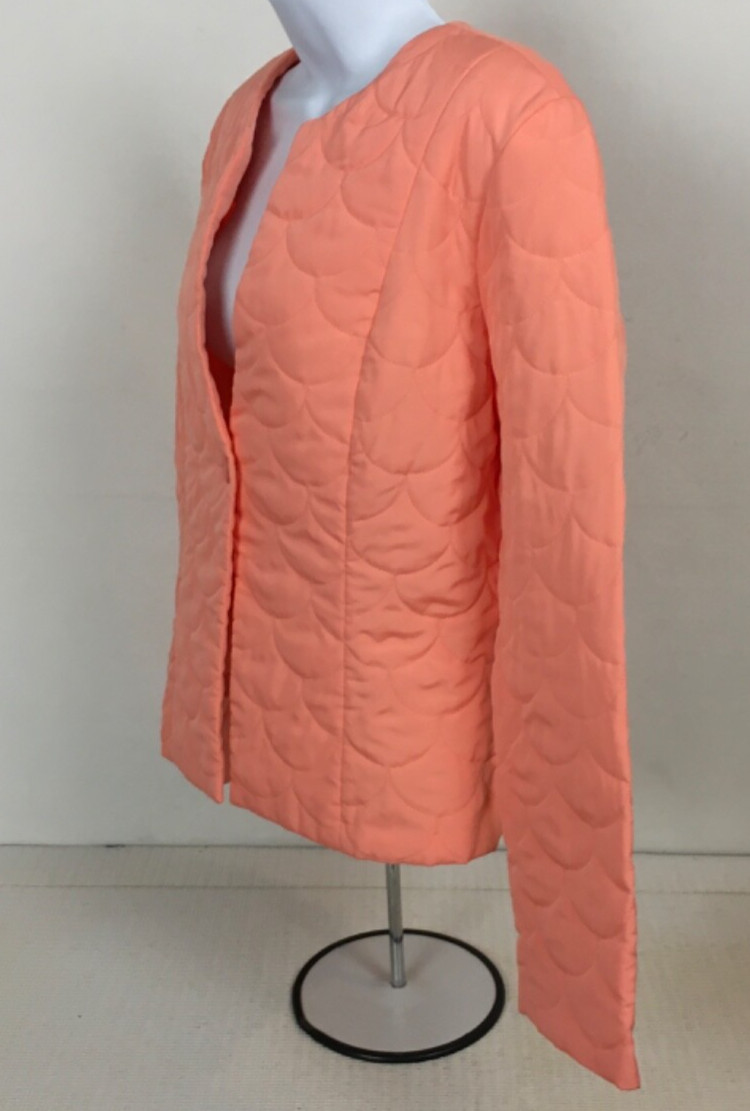 B Belongings Jacket Size L Light Orange Quilted Long Sleeves Single Button Close
