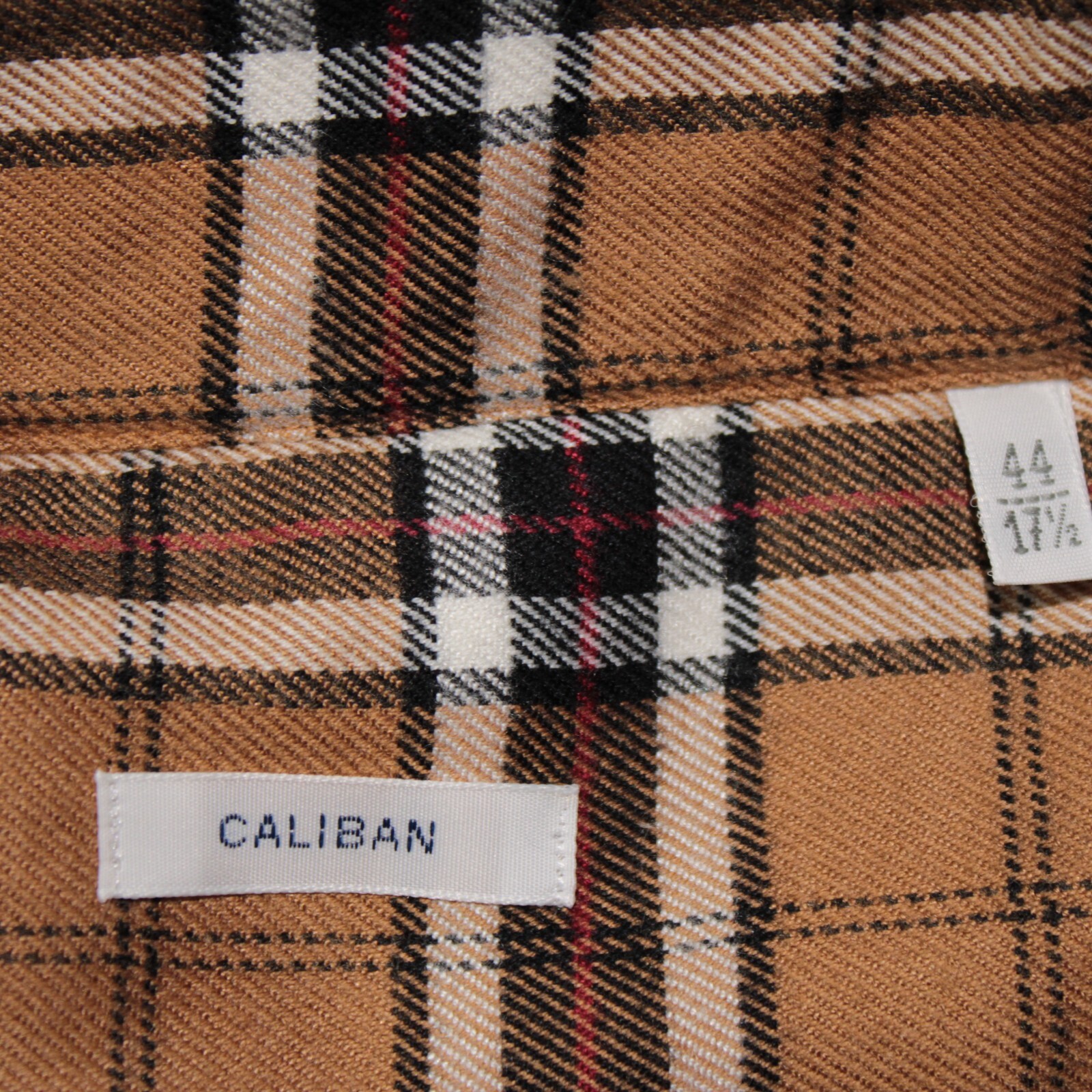 Caliban NWOT Dress Shirt Size 44 17.5 in Brown/Multicolor Plaid Cotton Blend