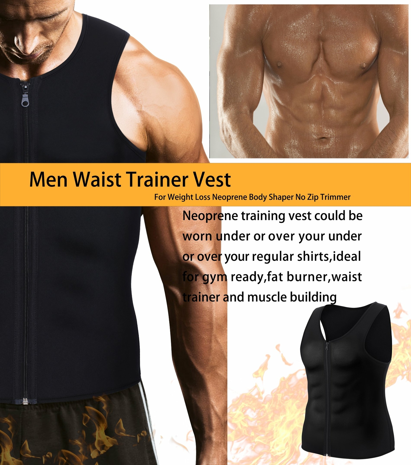 Zipper Gynecomastia Compression Tank Top for Men Sweat Vest Fitness Body Shaper