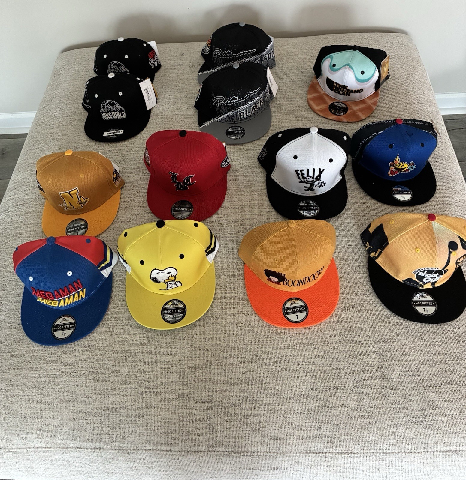 Assorted Lot of Fitted and Only 2 Snapback Hats! Various sizes Most Adult Sizes.