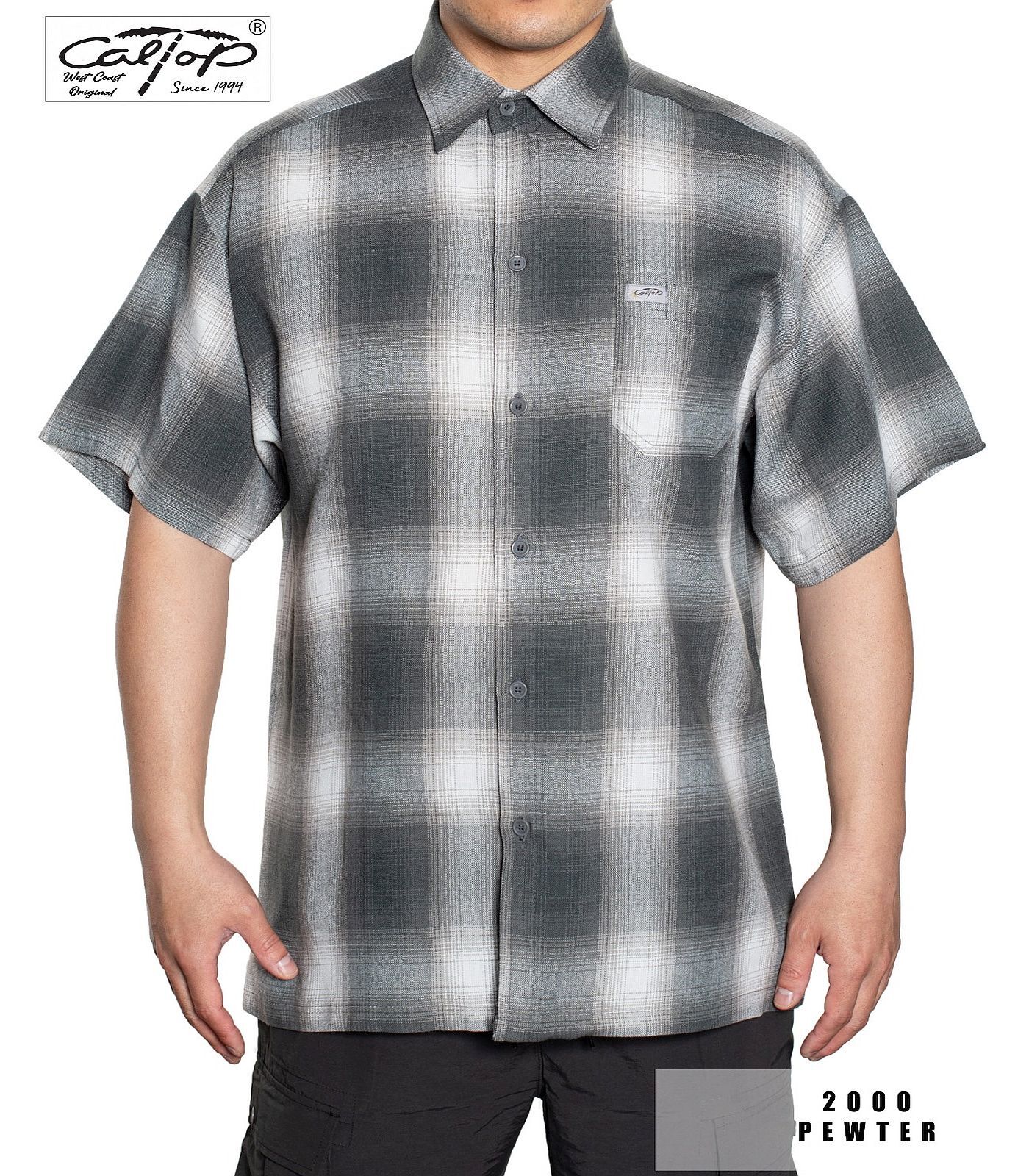 CALTOP OLD SCHOOL FLANNEL VETERANO SHORTSLEEVE SHIRT PLAID SM-5X GANGSTER