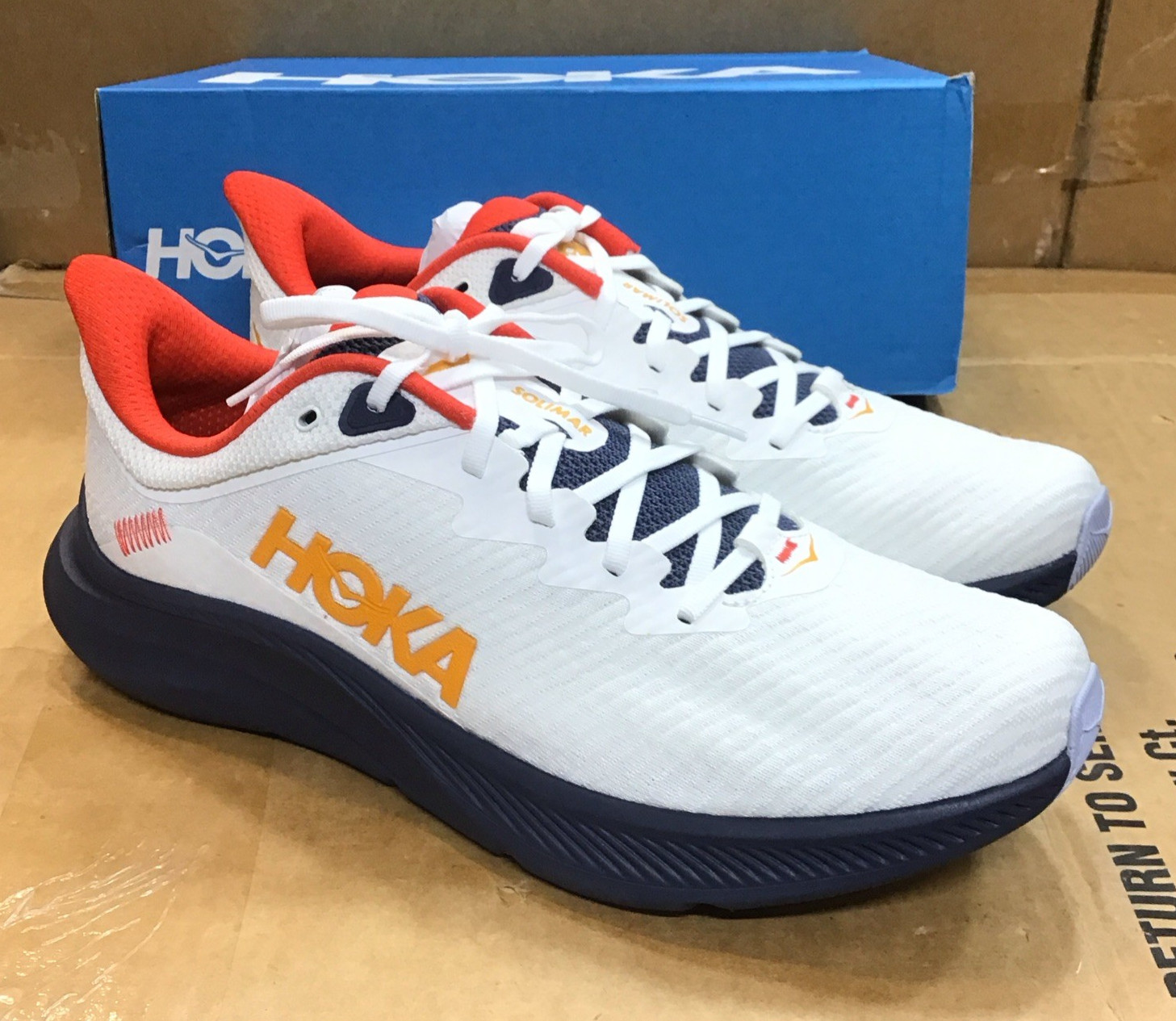 Hoka One One Solimar White Navy Running Shoes Mens 1123074 WTNT