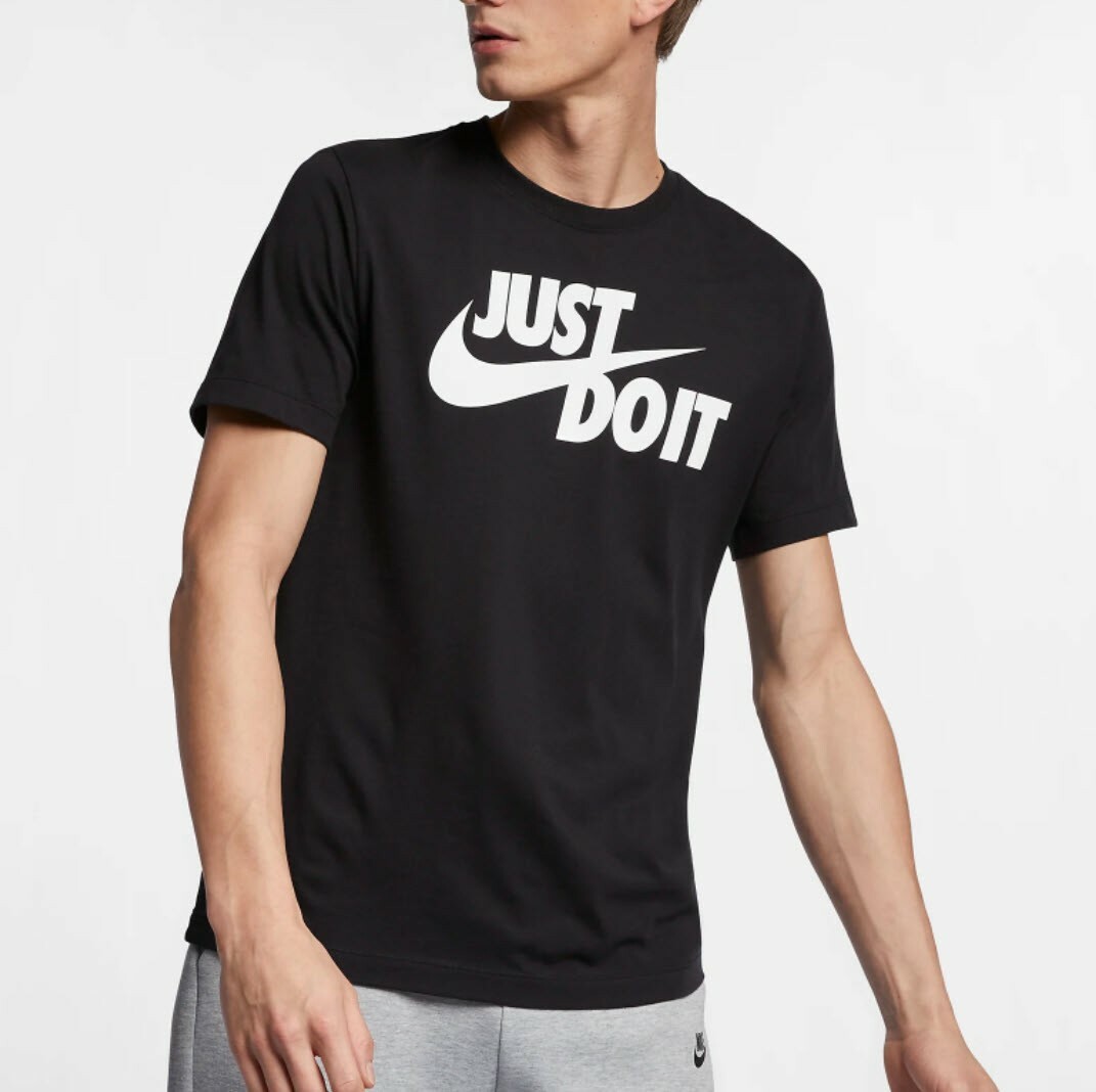 NIKE SPORTSWEAR “JUST DO IT” SWOOSH TEE Color Black Size M Style #AR5006