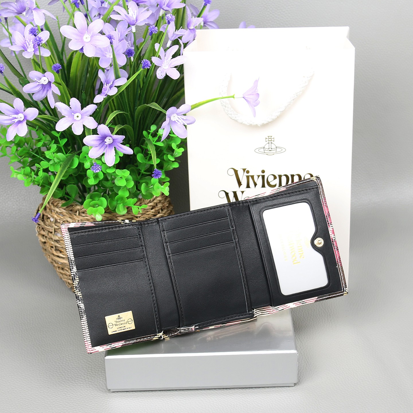 Vivienne Westwood Gamaguchi Trifold Wallet checked pattern 11cm × 9cm × 3cm