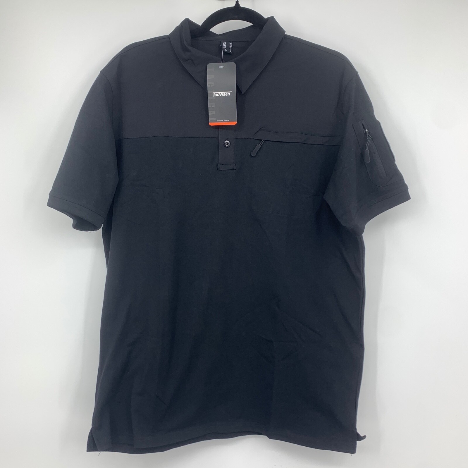 Tacvasen mens medium shirt polo tactical class B black short sleeve NEW