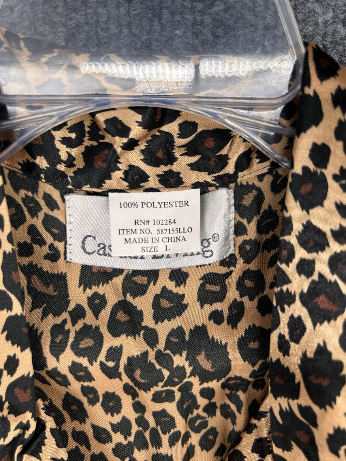 Casual Living Leopard Print Long Sleeve Pajama Set In Bag Womens L Lounge Cozy