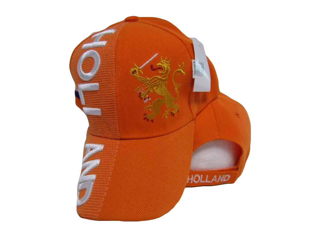 Holland Netherlands Country Letters Flag Orange Hat Cap 3D embroidered