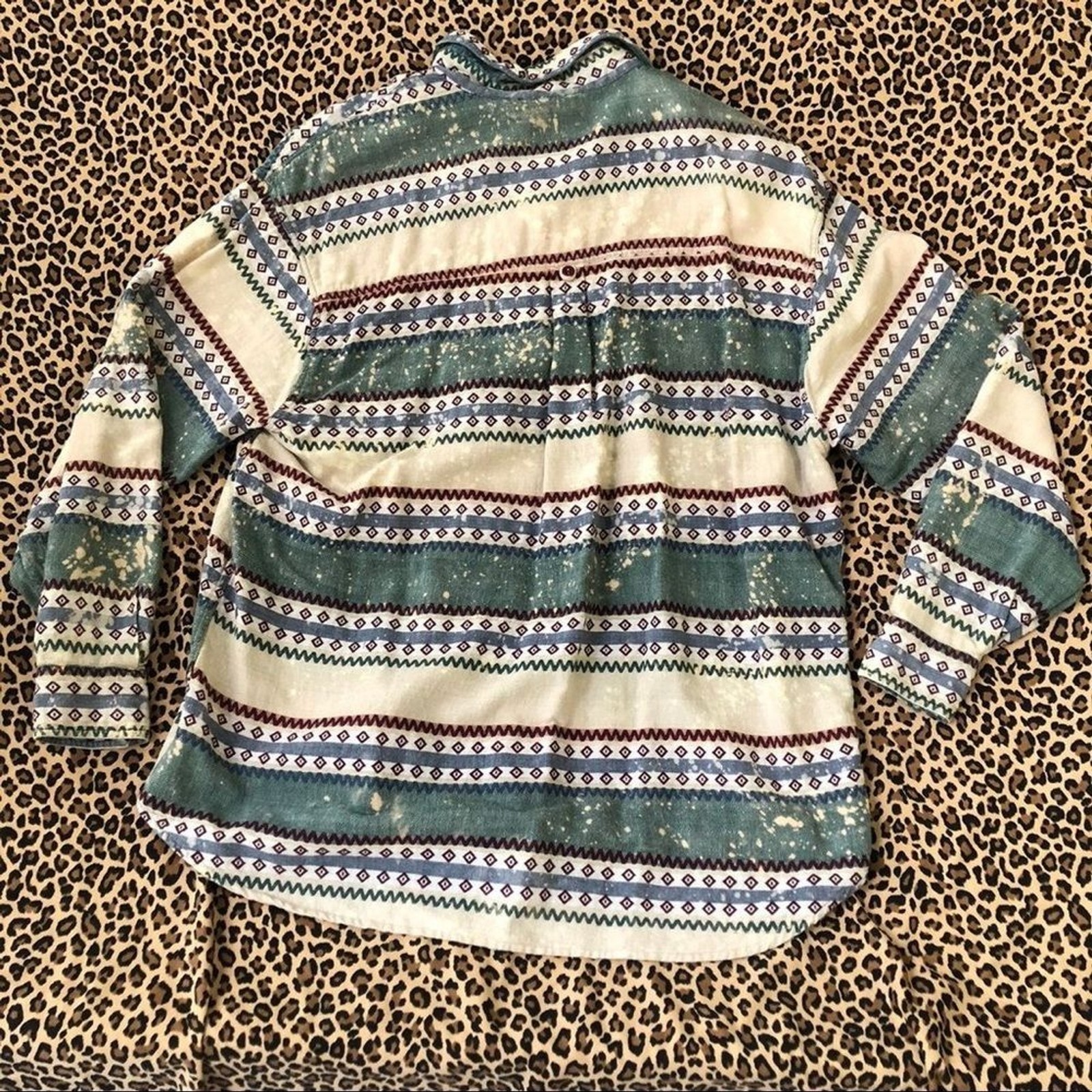 1X Vintage Rework Top Long Sleeve Button Down Indie Western Mori Kei Hippie Vtg