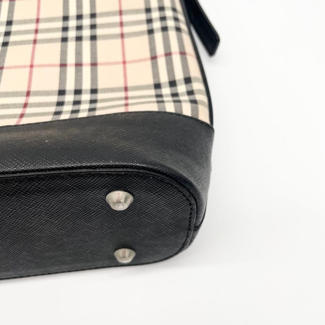 Burberry Nova Check Leather Tote Bag, 8.7×10.6×4.7in, Used