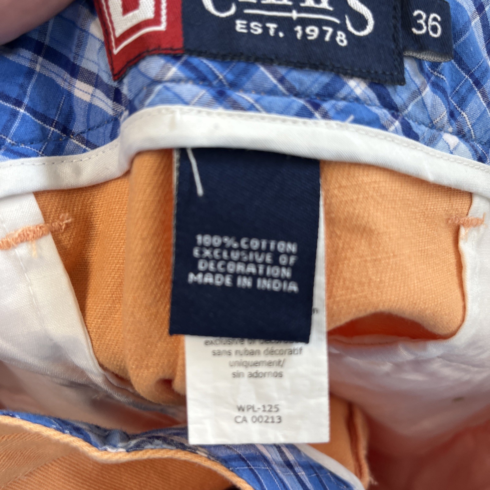 Chaps Men’s Shorts 36 Orange Knee Length 4 Pockets 9 Inch Inseam New With Tags