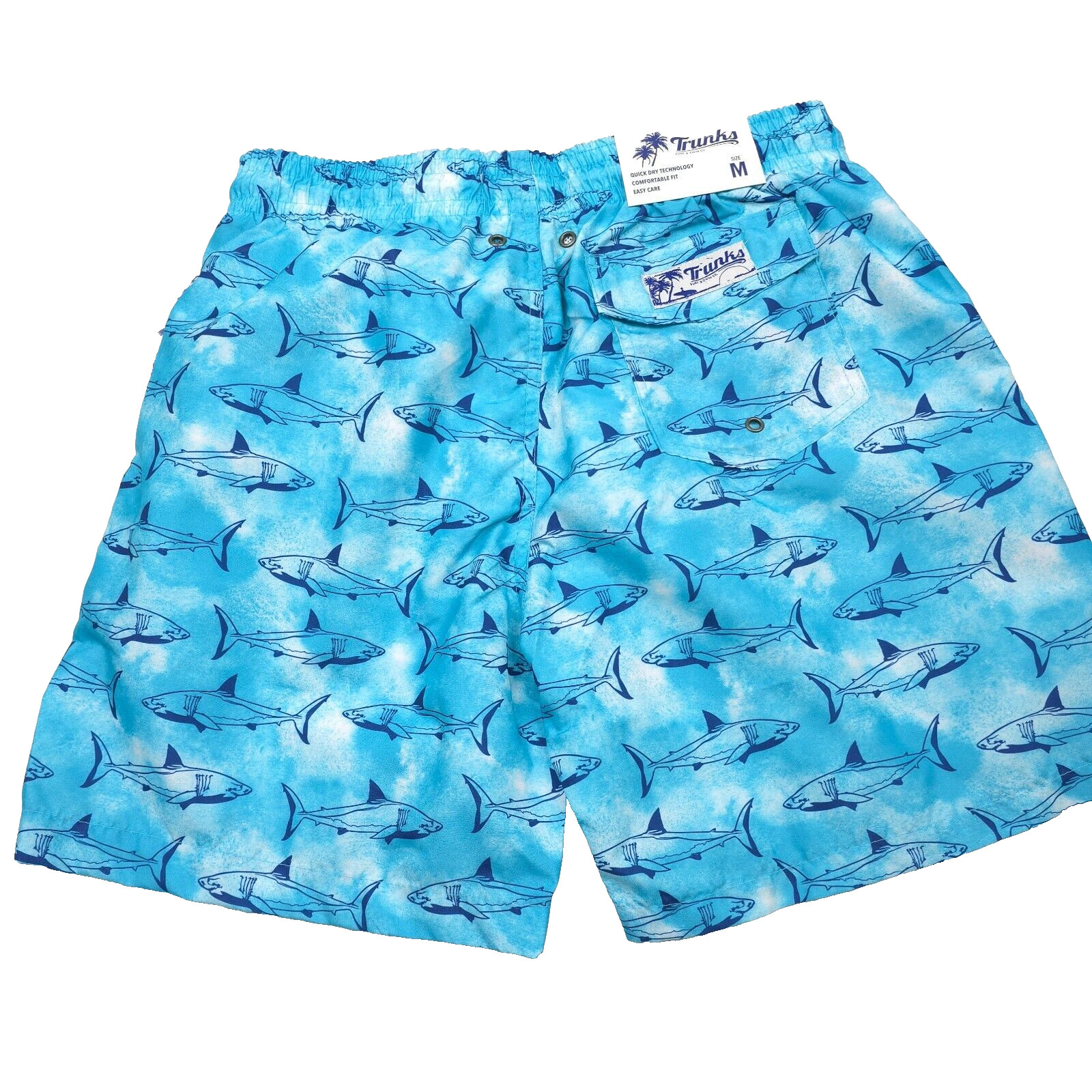 Surf & Swim Co Trunks Shorts Mens Medium School Of Sharks Blue NWT