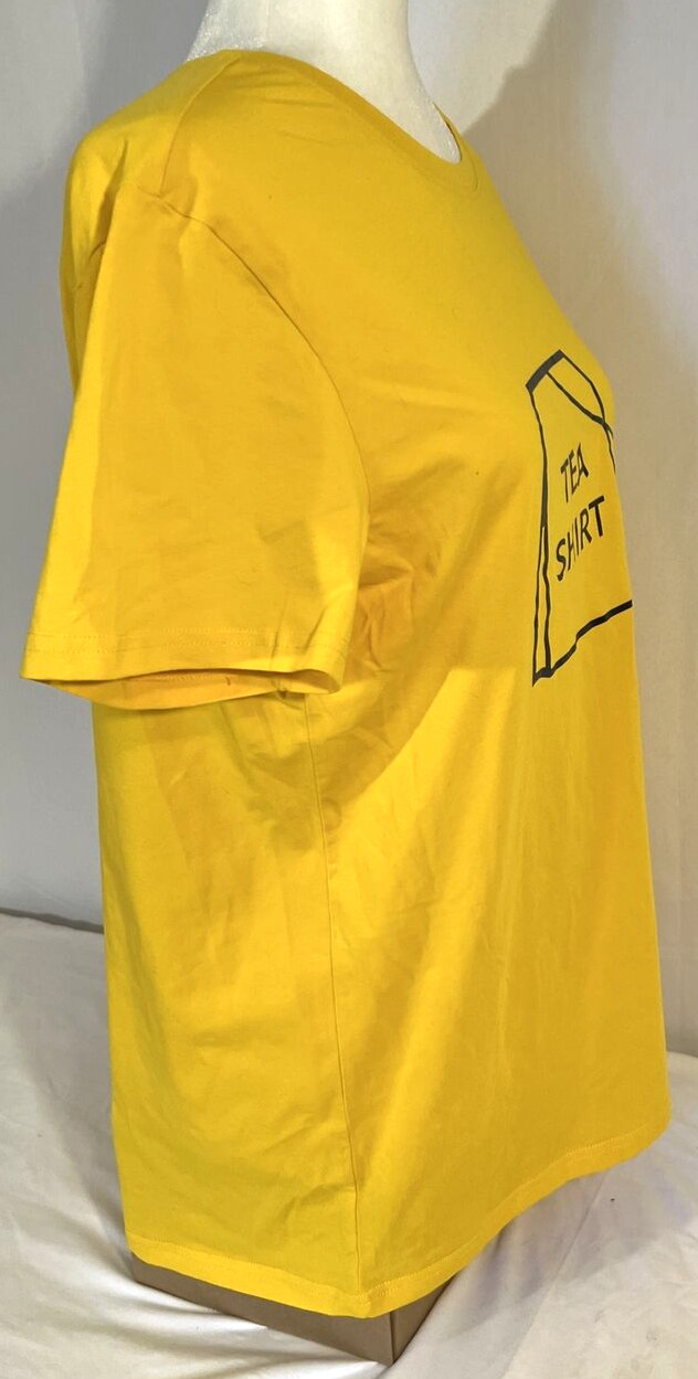 Misses “TEA Shirt” Size XL Yellow 95% Cotton 5% Spandex S/S Graphic T-Shirt