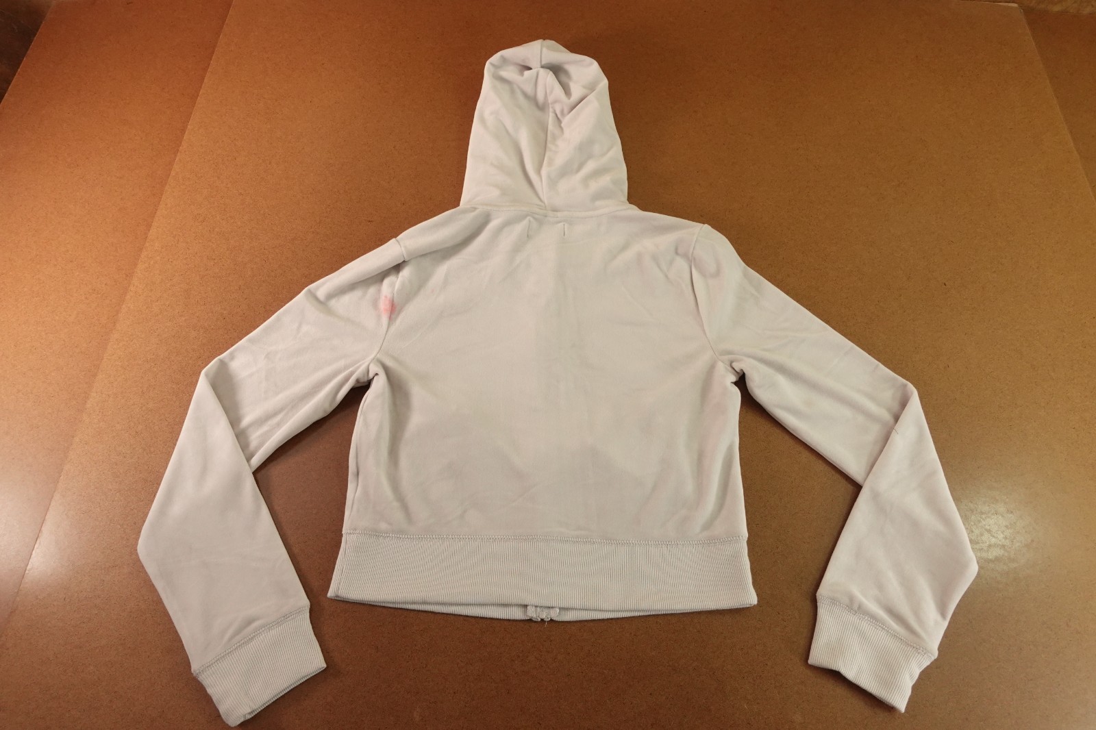 Juicy Couture Womens Medium Ash Gray Rhinestone Velour Full Zip Hoodie NWT *Flaw