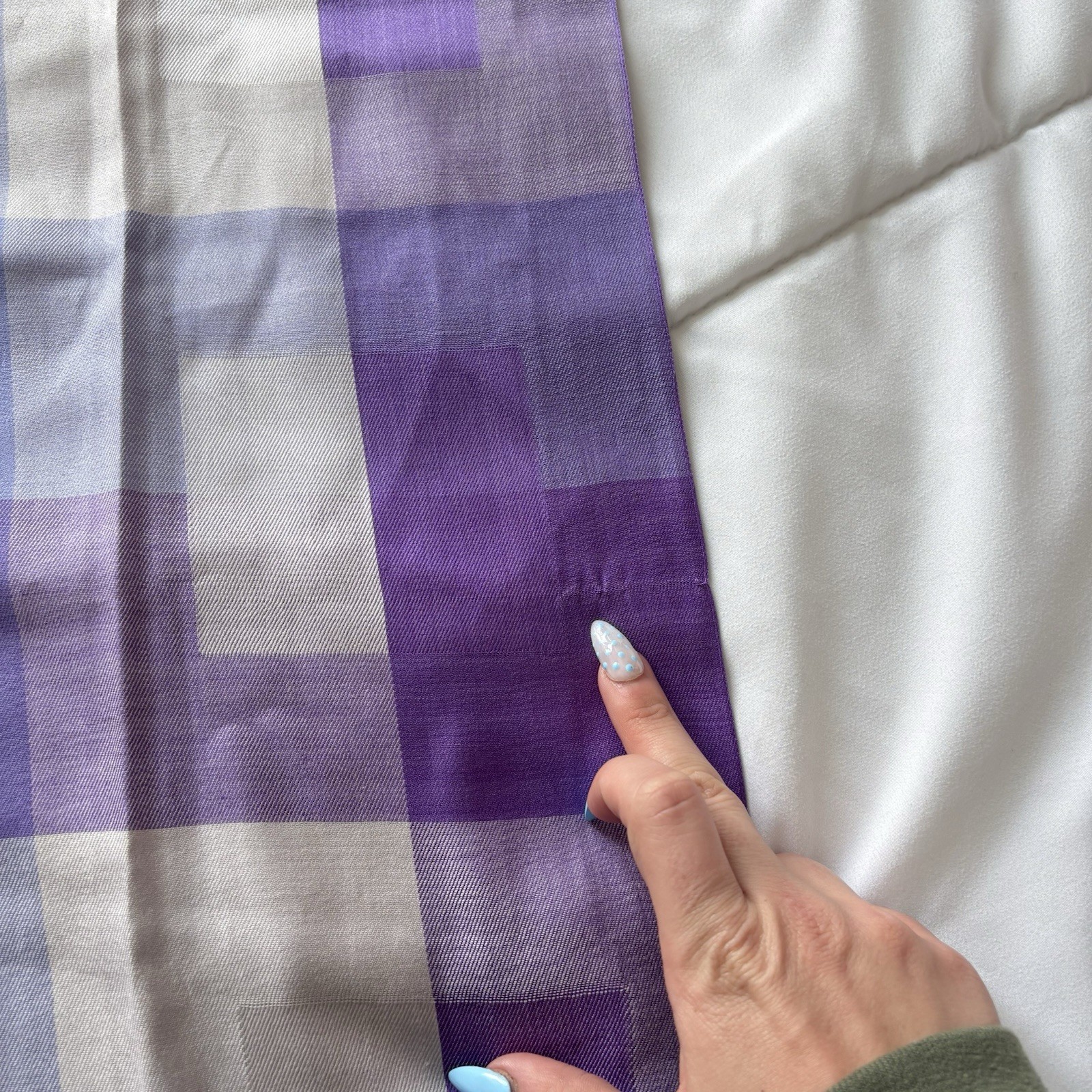 Vintage Purple Plaid 100% Silk Rectangle Scarf 22.5×75 Quiet Luxury Whimsy Fairy