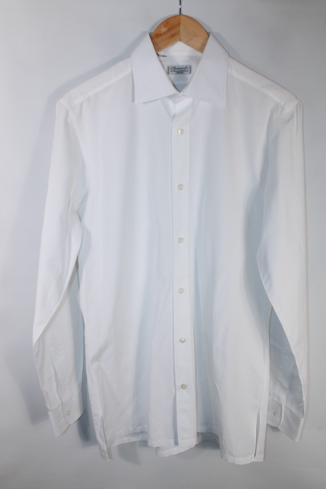 Charvet Men’s Size 15 1/2-39-Large White Long Sleeve Dress Shirt Made in France