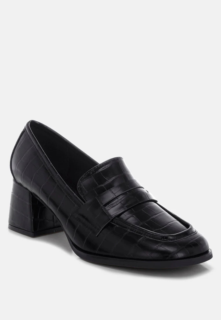 Pitaka Block Heel Penny Strap Loafers