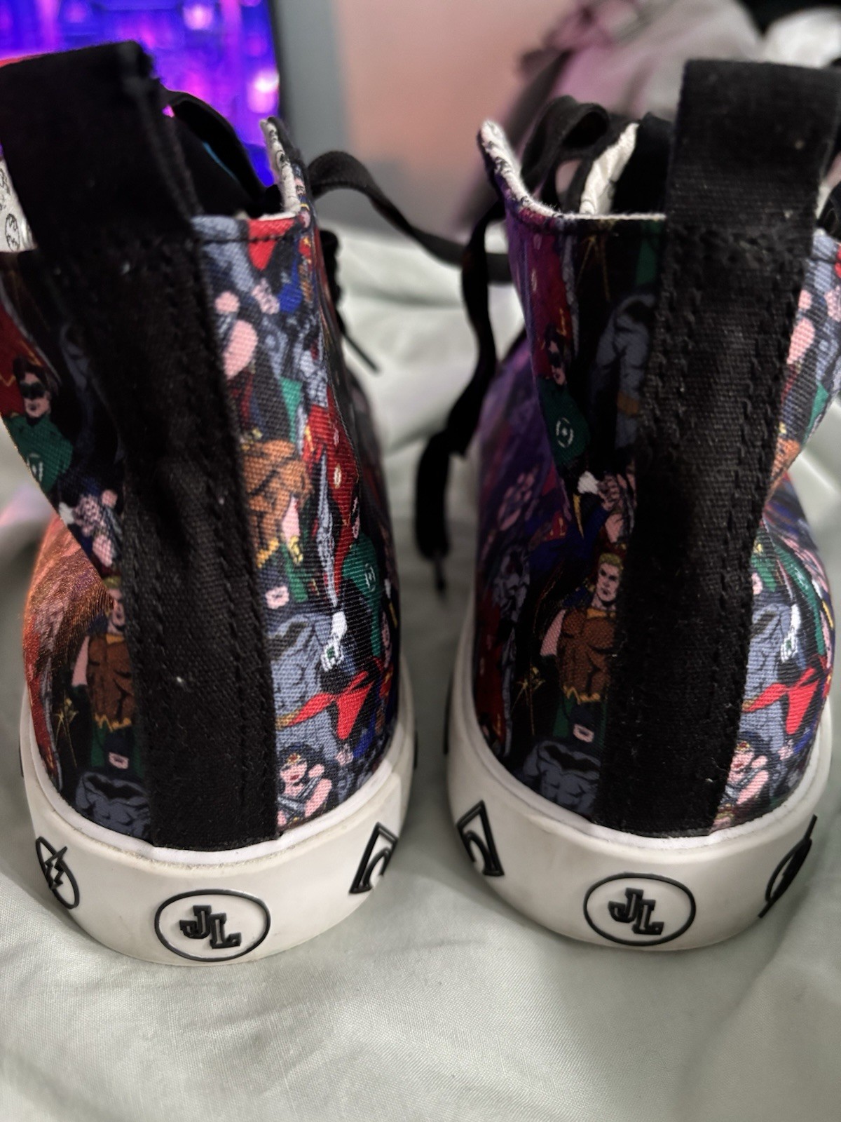 DC Batman & Superman Comic Print High Top Canvas Sneakers Black Multicolor