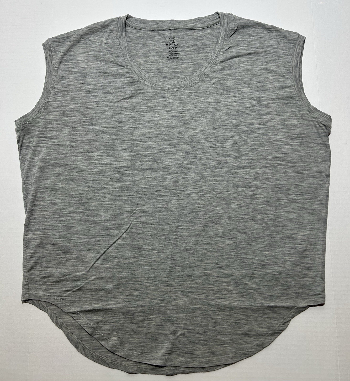 Woolx Gabi Tank Top Womens XL Grey Merino Wool Sleeveless Curved Hem Casual EUC