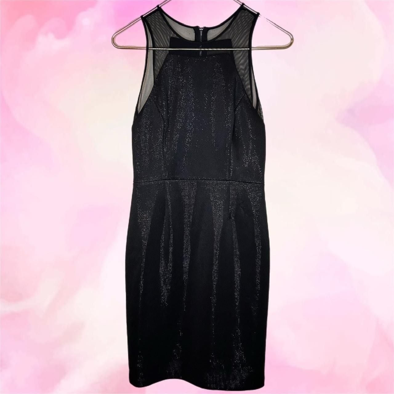 Vera Wang Metallic Sparkle Mesh Cocktail Sheath Dress