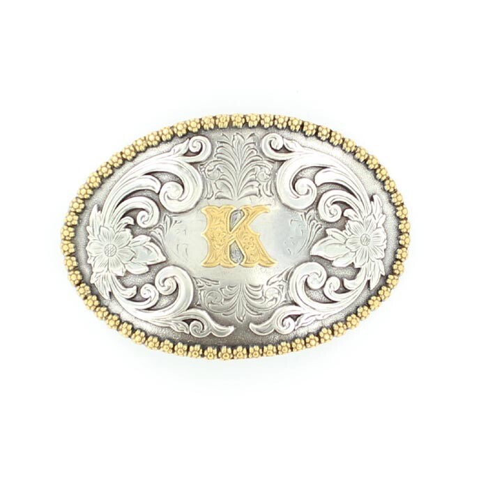 Nocona Antique Scroll & Initial Oval Belt Buckle 37072