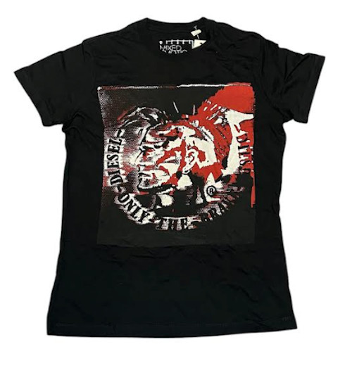 Vintage Y2K $58 DIESEL Black MOHICAN Short Sleeve Slim Fit Designer T-shirt NWT