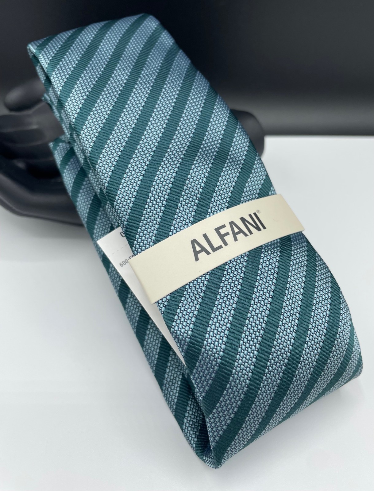 ALFANI Men’s 100% Polyester Tie ~ Teal ~ Dawson Stripe ~ NEW MSRP: $55.00