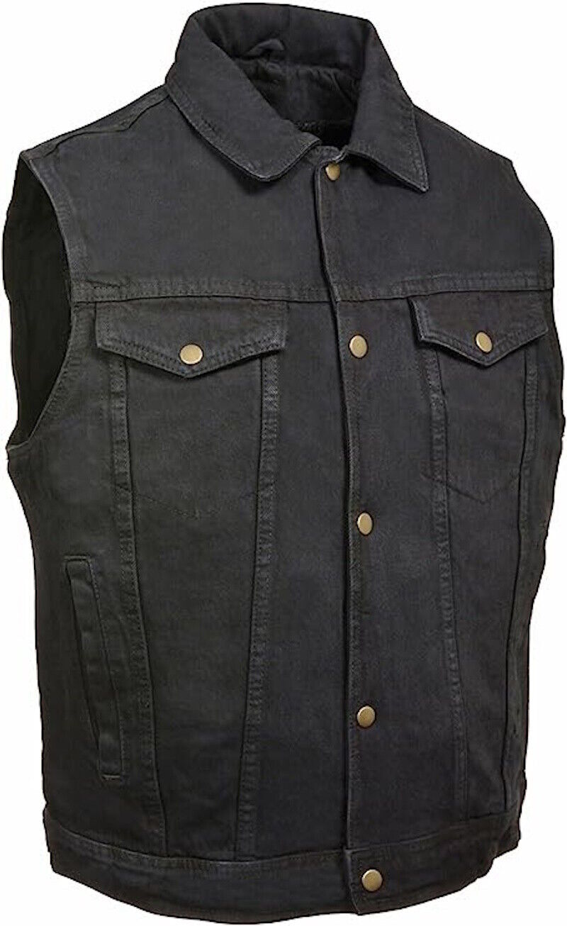 Milwaukee Leather 1331 Men’s Black Classic Style Denim Motorcycle Riders Vest