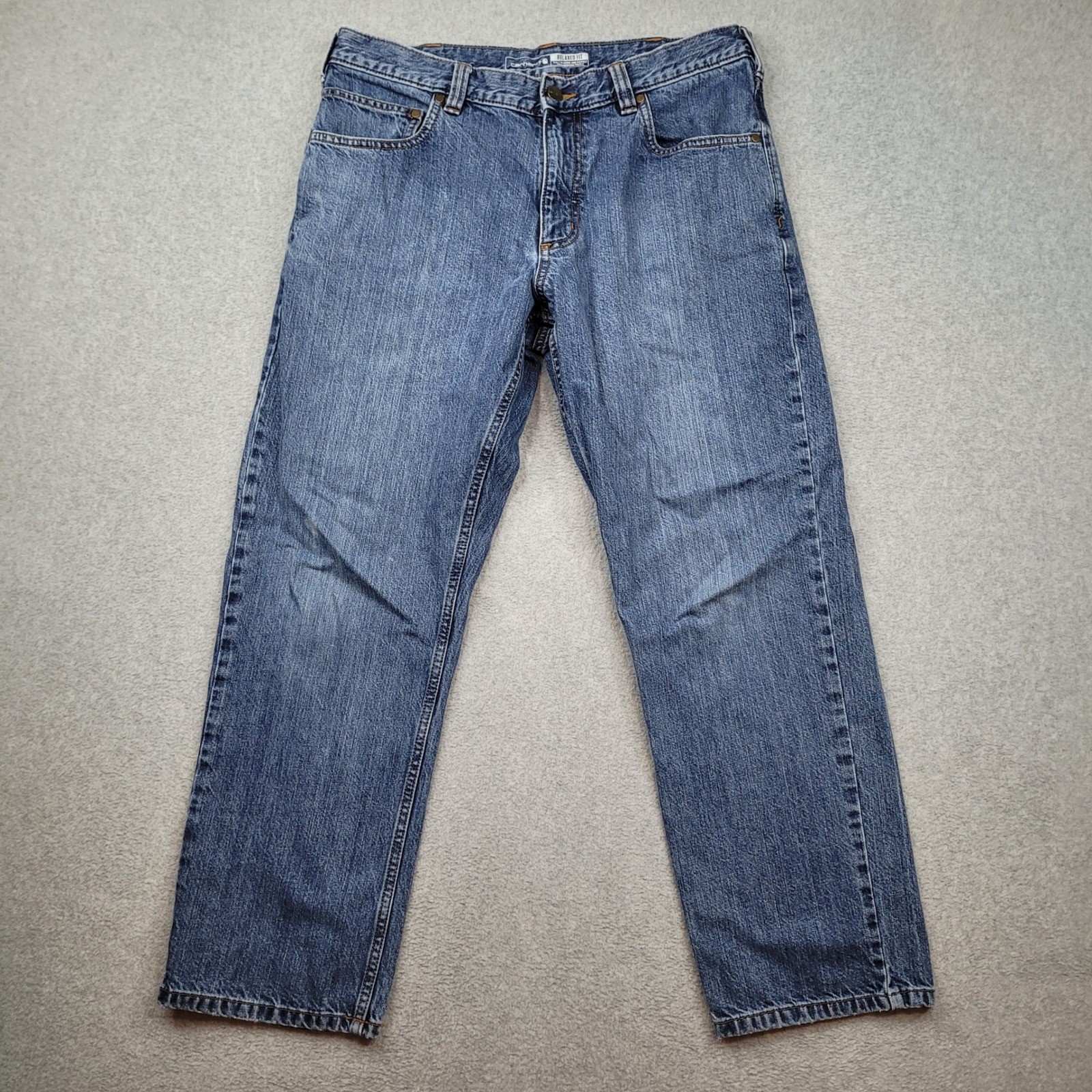 Carhartt Relaxed Fit Jeans Mens 35×30 Blue BD5119-M Workwear Denim