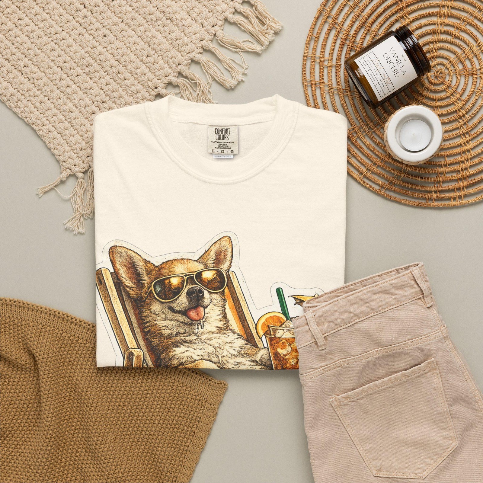 Relaxed Corgi With Drink Too Small for Responsibilities T-shirt