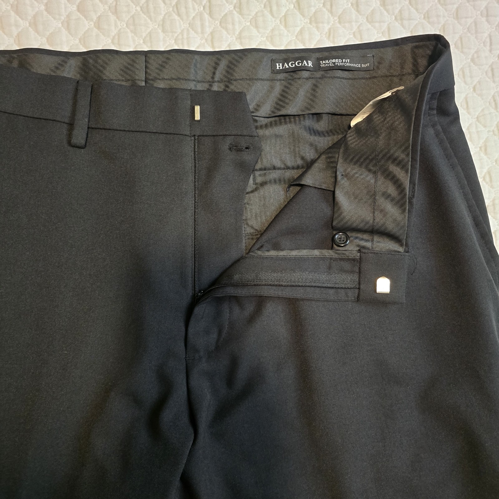 Haggar Mens Tailored Fit Travel Performance Suit Pants Black 38×30 WPL386