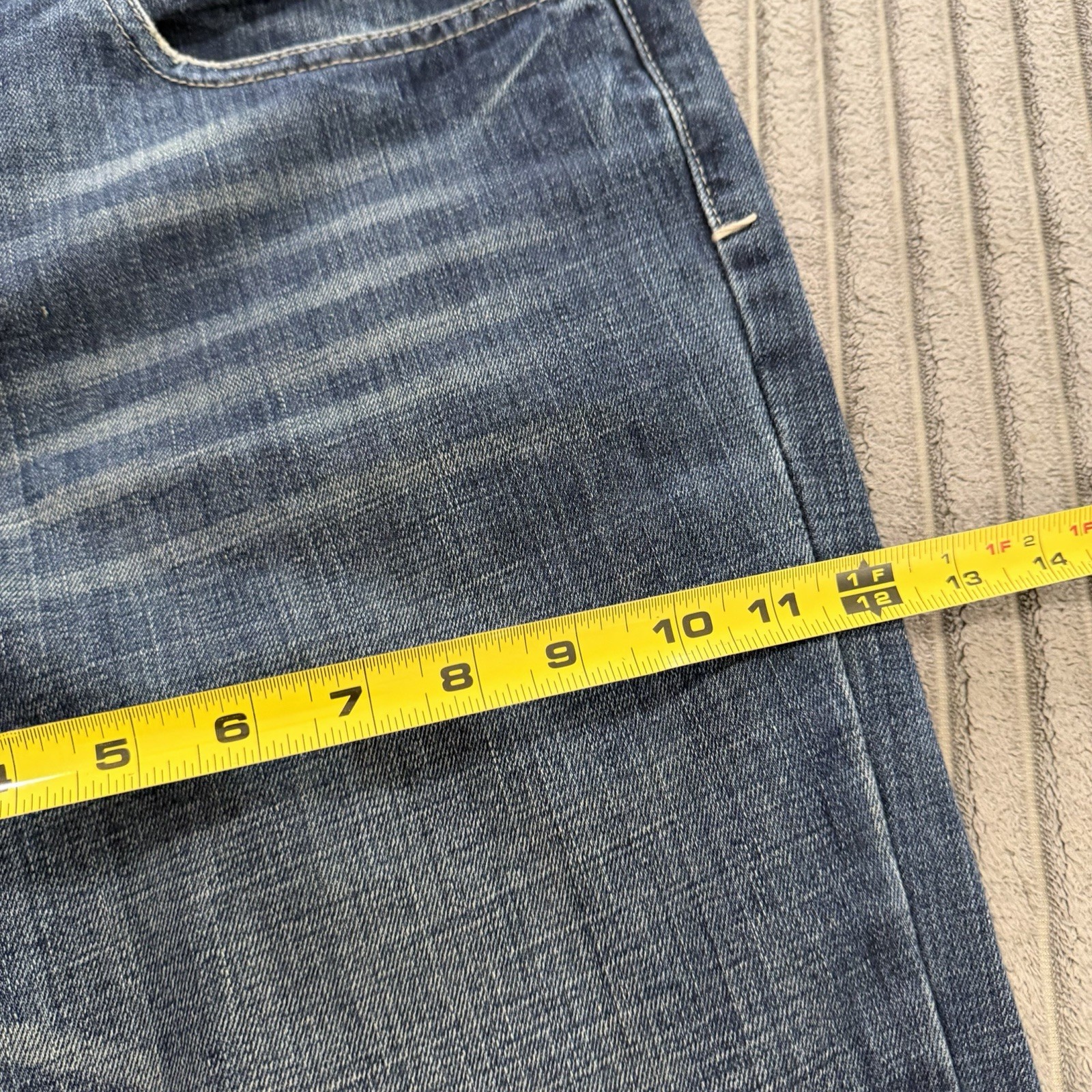 Tokyo Five The Way Jeans Mens 38×32 Blue Denim Whiskered Cotton Button Fly Pants