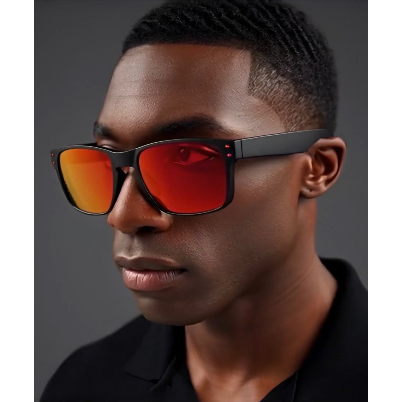 Polarized Mens Black Frame Red Mirrored Lens Sport Sunglasses Outdoor Eyewear