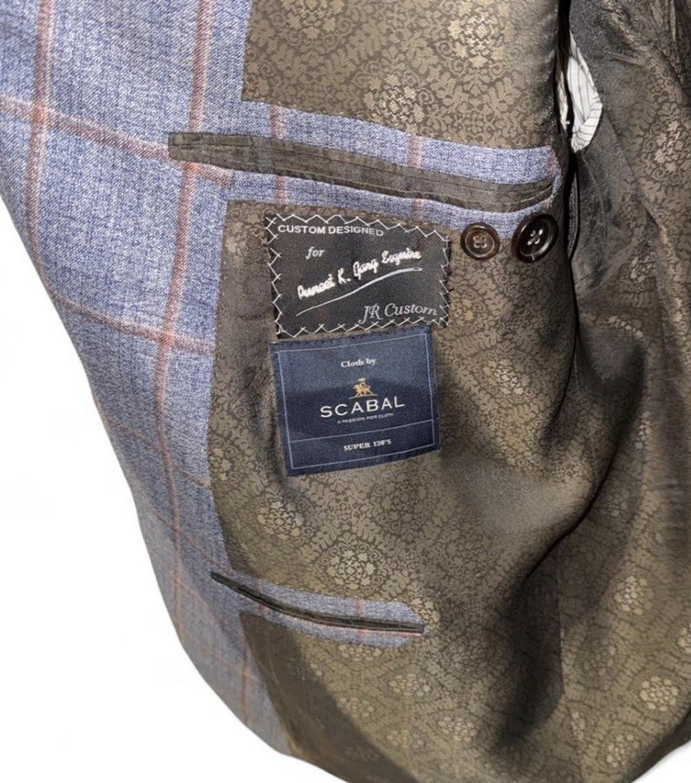 JR Custom Men’s Blue Red Plaid Tweed Wool Sport Coat 38R 2-Button